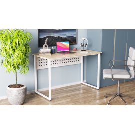 Письменный стол Ferrum-decor Майк 75x100x60 белый ДСП Дуб Сонома 16мм