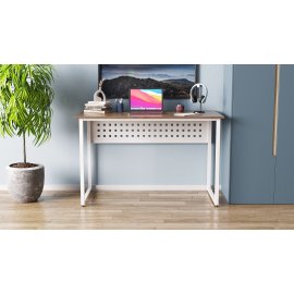 Письменный стол Ferrum-decor Майк 75x100x60 белый ДСП Дуб Сонома Трюфель 16мм