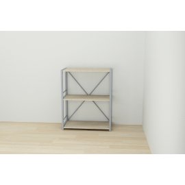Этажерка 3/60 Ferrum-decor Серии Конект 75x60x28 серый ДСП Дуб Сонома 16мм