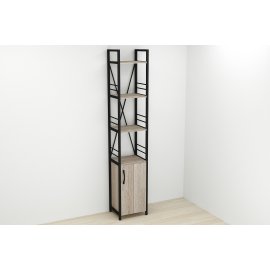 Этажерка 4/34 Ferrum-decor Серии Конект с тумбой  179x34x28 Черный ДСП Сонома Трюфель (FD1046)