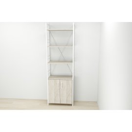 Этажерка 4/60 Ferrum-decor Серии Конект с тумбой  179x60x28 Белый ДСП Сонома (FD1073)