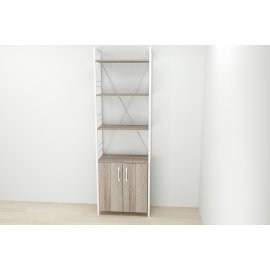 Этажерка 4/60 Ferrum-decor Серии Конект с тумбой  179x60x28 Белый ДСП Сонома Трюфель (FD1074)