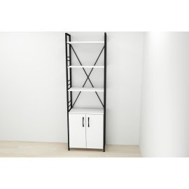 Этажерка 4/60 Ferrum-decor Серии Конект с тумбой  179x60x28 Черный ДСП Белое (FD1063)