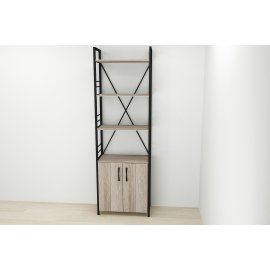 Этажерка 4/60 Ferrum-decor Серии Конект с тумбой  179x60x28 Черный ДСП Сонома Трюфель (FD1067)