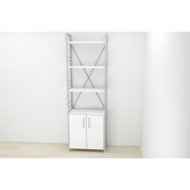Этажерка 4/60 Ferrum-decor Серии Конект с тумбой  179x60x28 Серый ДСП Белое (FD1077)