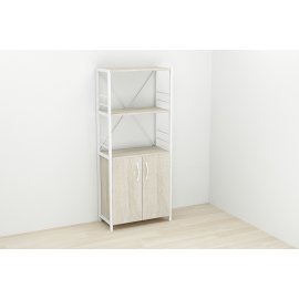 Этажерка 3/60 Ferrum-decor Серии Конект с тумбой  144x60x28 Белый ДСП Сонома (FD1031)