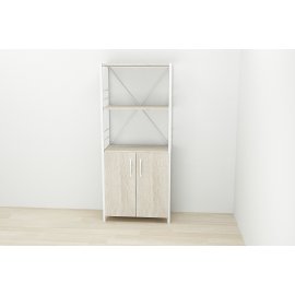 Этажерка 3/60 Ferrum-decor Серии Конект с тумбой  144x60x28 Белый ДСП Сонома (FD1031)