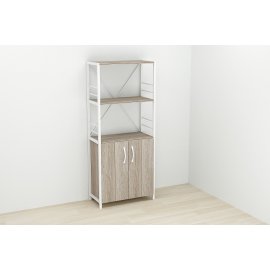 Этажерка 3/60 Ferrum-decor Серии Конект с тумбой  144x60x28 Белый ДСП Сонома Трюфель (FD1032)