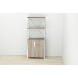 Этажерка 3/60 Ferrum-decor Серии Конект с тумбой  144x60x28 Белый ДСП Сонома Трюфель (FD1032)