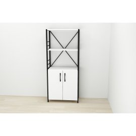 Этажерка 3/60 Ferrum-decor Серии Конект с тумбой  144x60x28 Черный ДСП Белое (FD1021)