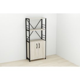 Этажерка 3/60 Ferrum-decor Серии Конект с тумбой  144x60x28 Черный ДСП Сонома (FD1024)