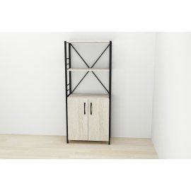 Этажерка 3/60 Ferrum-decor Серии Конект с тумбой  144x60x28 Черный ДСП Сонома (FD1024)