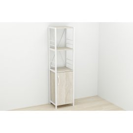Этажерка 3/34 Ferrum-decor Серии Конект с тумбой  144x34x28 Белый ДСП Сонома (FD1010)