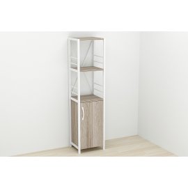 Этажерка 3/34 Ferrum-decor Серии Конект с тумбой  144x34x28 Белый ДСП Сонома Трюфель (FD1011)