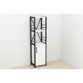 Этажерка 3/34 Ferrum-decor Серии Конект с тумбой  144x34x28 Черный ДСП Белое (FD1000)