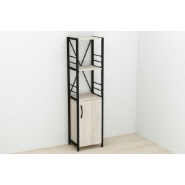 Этажерка 3/34 Ferrum-decor Серии Конект с тумбой  144x34x28 Черный ДСП Сонома (FD1003)