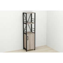 Этажерка 3/34 Ferrum-decor Серии Конект с тумбой  144x34x28 Черный ДСП Сонома Трюфель (FD1004)