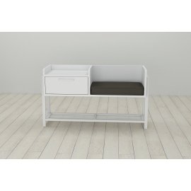 Банкетка с тумбочкой Ferrum-decor Бланка 540x1000x320 металл Белый ДСП Белое 16 мм (BLA0008)