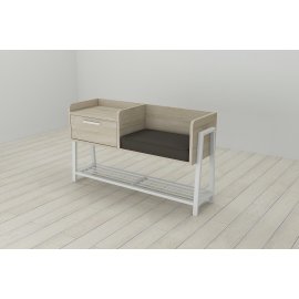 Банкетка с тумбочкой Ferrum-decor Бланка 540x1000x320 металл Белый ДСП Сонома 16 мм (BLA0011)