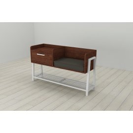 Банкетка с тумбочкой Ferrum-decor Бланка 540x1000x320 металл Белый ДСП Венге 16 мм (BLA0010)