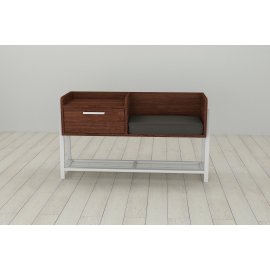 Банкетка з тумбочкою Ferrum-decor Бланка 540x1000x320 метал Білий ДСП Венге 16 мм (BLA0010)