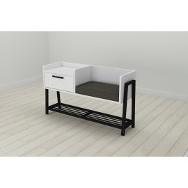 Банкетка с тумбочкой Ferrum-decor Бланка 540x1000x320 металл Черный ДСП Белое 16 мм (BLA0001)