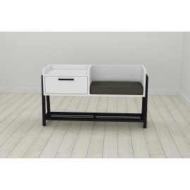 Банкетка с тумбочкой Ferrum-decor Бланка 540x1000x320 металл Черный ДСП Белое 16 мм (BLA0001)