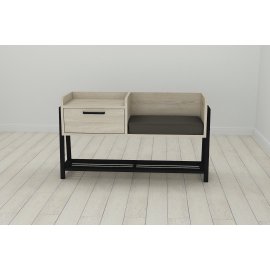 Банкетка с тумбочкой Ferrum-decor Бланка 540x1000x320 металл Черный ДСП Сонома 16 мм (BLA0004)