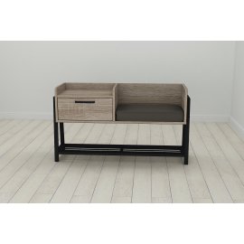 Банкетка с тумбочкой Ferrum-decor Бланка 540x1000x320 металл Черный ДСП Сонома Трюфель 16 мм (BLA0005)