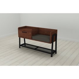 Банкетка з тумбочкою Ferrum-decor Бланка 540x1000x320 метал Чорний ДСП Венге 16 мм (BLA0003)