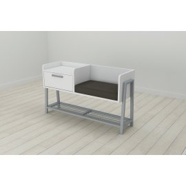 Банкетка с тумбочкой Ferrum-decor Бланка 540x1000x320 металл Серый ДСП Белое 16 мм (BLA0015)