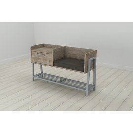 Банкетка с тумбочкой Ferrum-decor Бланка 540x1000x320 металл Серый ДСП Сонома Трюфель 16 мм (BLA0019)