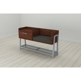 Банкетка з тумбочкою Ferrum-decor Бланка 540x1000x320 метал Сірий ДСП Венге 16 мм (BLA0017)