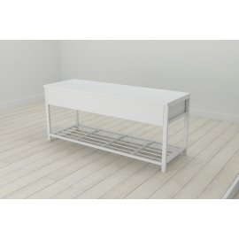 Банкетка с ящиком Ferrum-decor Дрейк 2  550x1200x400 металл Белый ДСП Белое 16 мм (DRE0029)