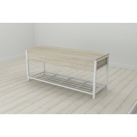 Банкетка с ящиком Ferrum-decor Дрейк 1  550x1000x400 металл Белый ДСП Сонома 16 мм (DRE0011)