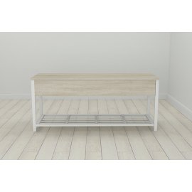 Банкетка с ящиком Ferrum-decor Дрейк 2  550x1200x400 металл Белый ДСП Сонома 16 мм (DRE0032)