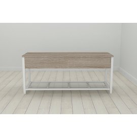 Банкетка с ящиком Ferrum-decor Дрейк 1  550x1000x400 металл Белый ДСП Сонома Трюфель 16 мм (DRE0012)