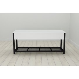 Банкетка с ящиком Ferrum-decor Дрейк 2  550x1200x400 металл Черный ДСП Белое 16 мм (DRE0022)