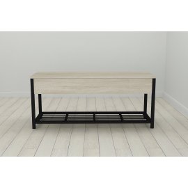 Банкетка с ящиком Ferrum-decor Дрейк 1  550x1000x400 металл Черный ДСП Сонома 16 мм (DRE0004)