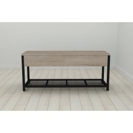 Банкетка с ящиком Ferrum-decor Дрейк 1  550x1000x400 металл Черный ДСП Сонома Трюфель 16 мм (DRE0005)