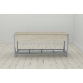Банкетка с ящиком Ferrum-decor Дрейк 1  550x1000x400 металл Серый ДСП Сонома 16 мм (DRE0018)