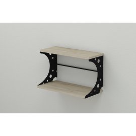 Купить Полка настенная Ferrum-decor Букин 330x500x240 металл Черный ДСП Сонома 16 мм (BUK0004)