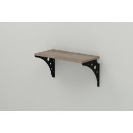 Купить Полка настенная Ferrum-decor Ханди 2 240x600x240 металл Черный ДСП Сонома Трюфель 16 мм (XND0026)