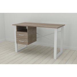 Письменный стол с ящиками Ferrum-decor Оскар  750x1200x600 металл Белый ДСП Дуб Сонома Трюфель 16 мм (OSK0012)