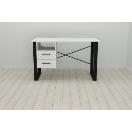 Письменный стол с ящиками Ferrum-decor Оскар  750x1200x600 металл Черный ДСП Белый 16 мм (OSK0001)