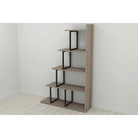 Этажерка Ferrum-decor Стелла 1600x1020x300 Черный металл ДСП Дуб Сонома Трюфель (STEL005)