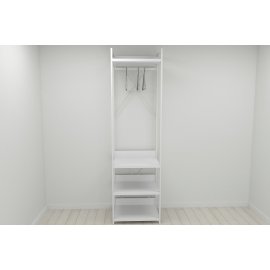 Шкаф Гардероб Уни секция 3 серии Конект Ferrum-decor 220x60x50см Белый металл ДСП Белый 32 мм (SHG057)