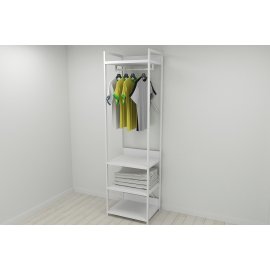 Шкаф Гардероб Уни секция 3 серии Конект Ferrum-decor 220x60x50см Белый металл ДСП Белый 32 мм (SHG057)