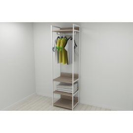 Шкаф Гардероб Уни секция 3 серии Конект Ferrum-decor 220x60x50см Белый металл ДСП Дуб Сонома Трюфель 32 мм (SHG061)