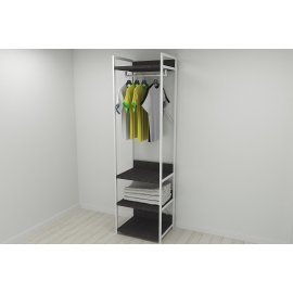 Шкаф Гардероб Уни секция 3 серии Конект Ferrum-decor 220x60x50см Белый металл ДСП Венге Магия 32 мм (SHG059)